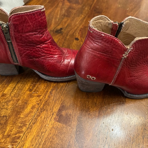 Bed Stu yell Rustic Ankle Booties Heeled Boots Womens Size 8 Red - Picture 4 of 6